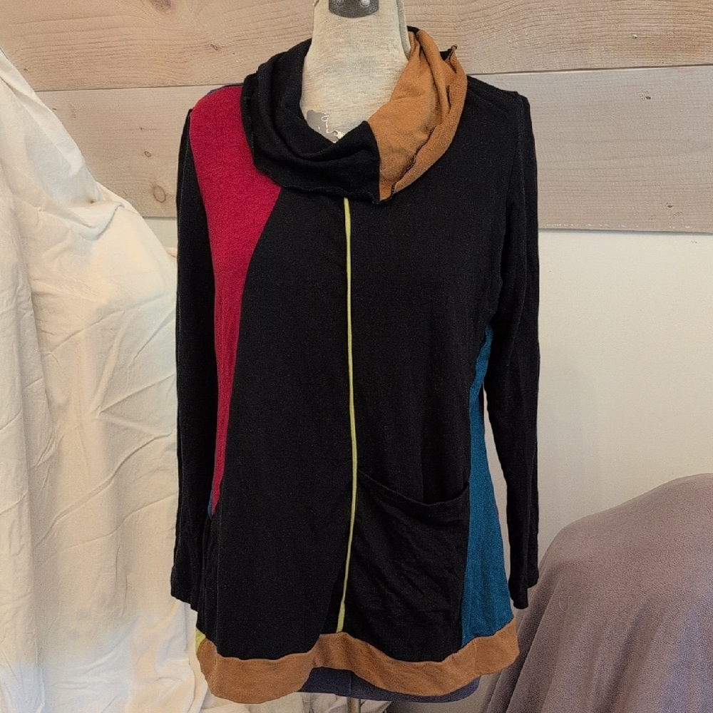 2/$25, Pure Essence Colorblock Sweater, Cowl Neck